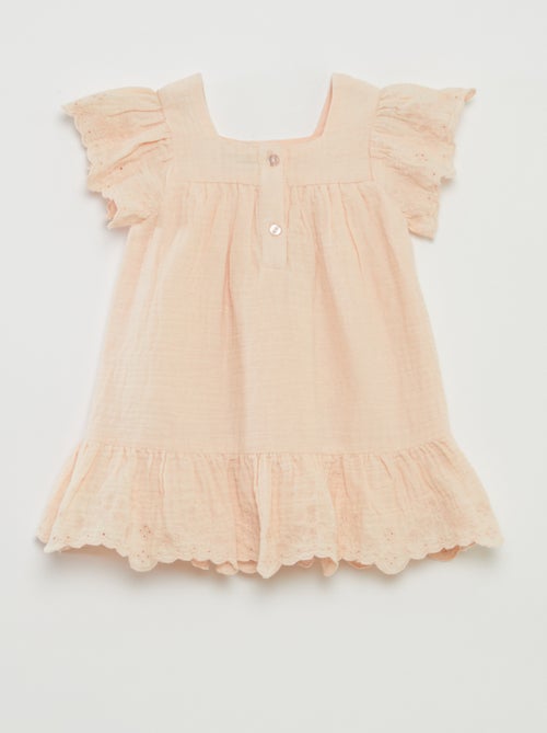 Jurkje van luchtig katoen met broderie anglaise - Kiabi