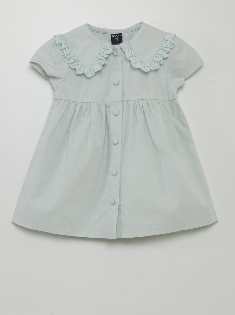 Jurkje van poplin met kraagje BLAUW - Kiabi