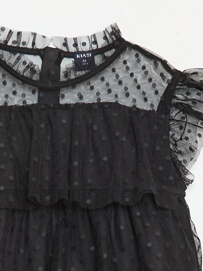 Jurkje van tule met ruches en stippenmotief 'Halloween' zwart - Kiabi