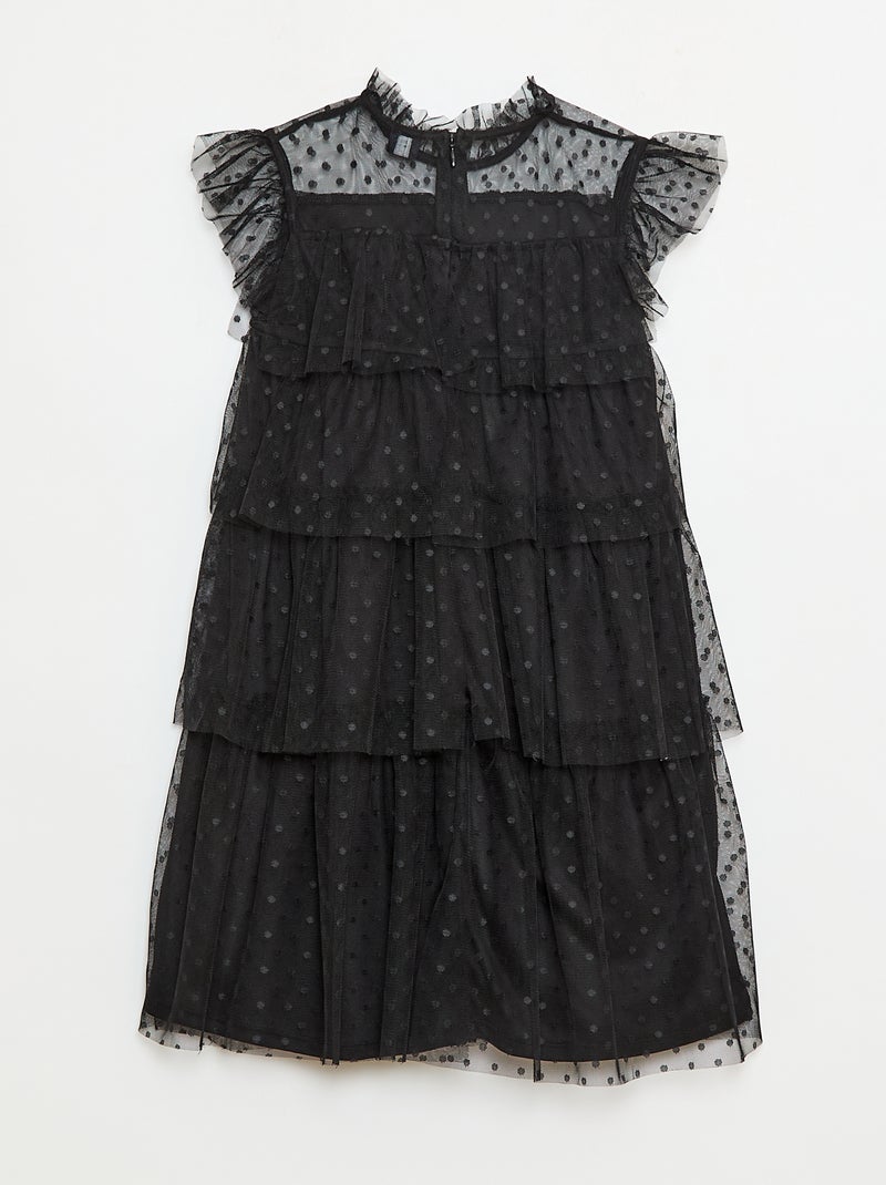 Jurkje van tule met ruches en stippenmotief 'Halloween' zwart - Kiabi
