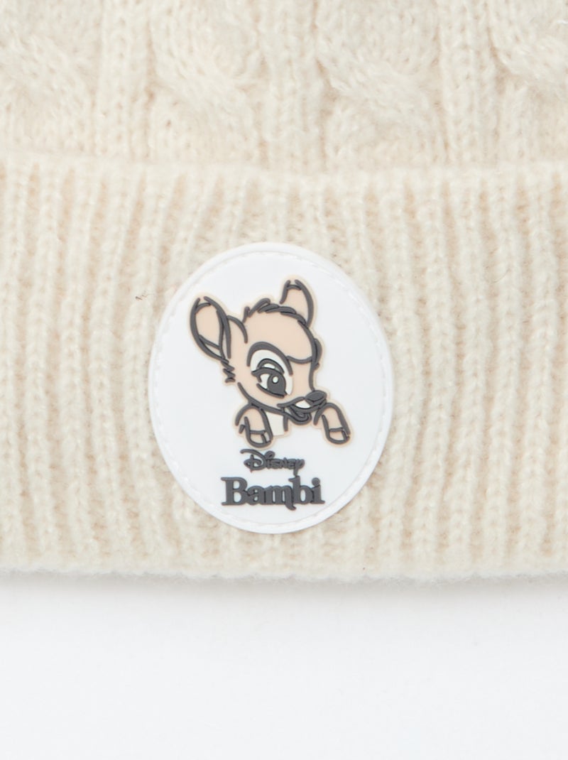 Kabelgebreide muts met ribbelpatroon 'Bambi' 'Disney' Biege - Kiabi