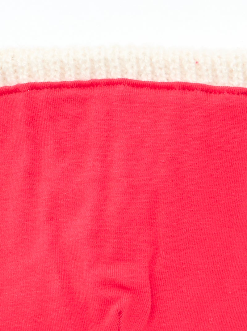 Kabelgebreide muts met ribbelpatroon en pompon Rood - Kiabi