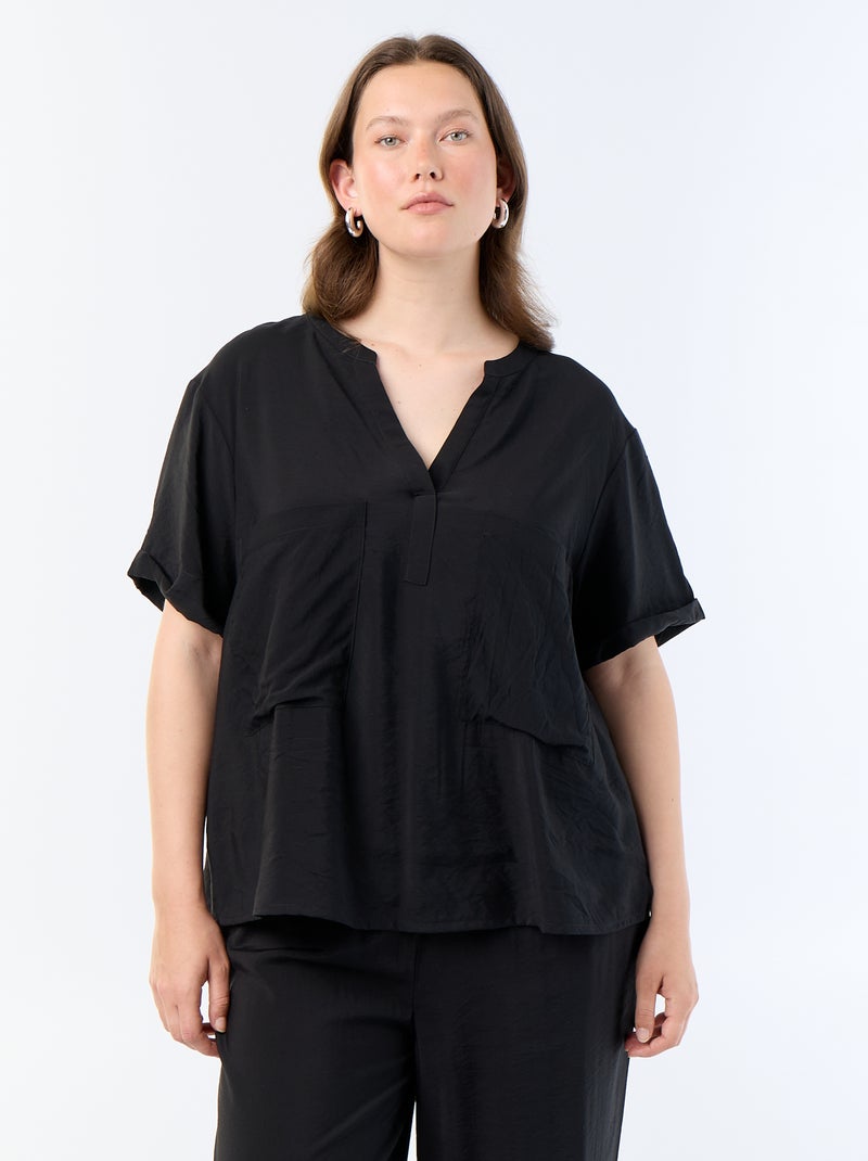 Kaftanblouse van soepele viscose Zwart - Kiabi
