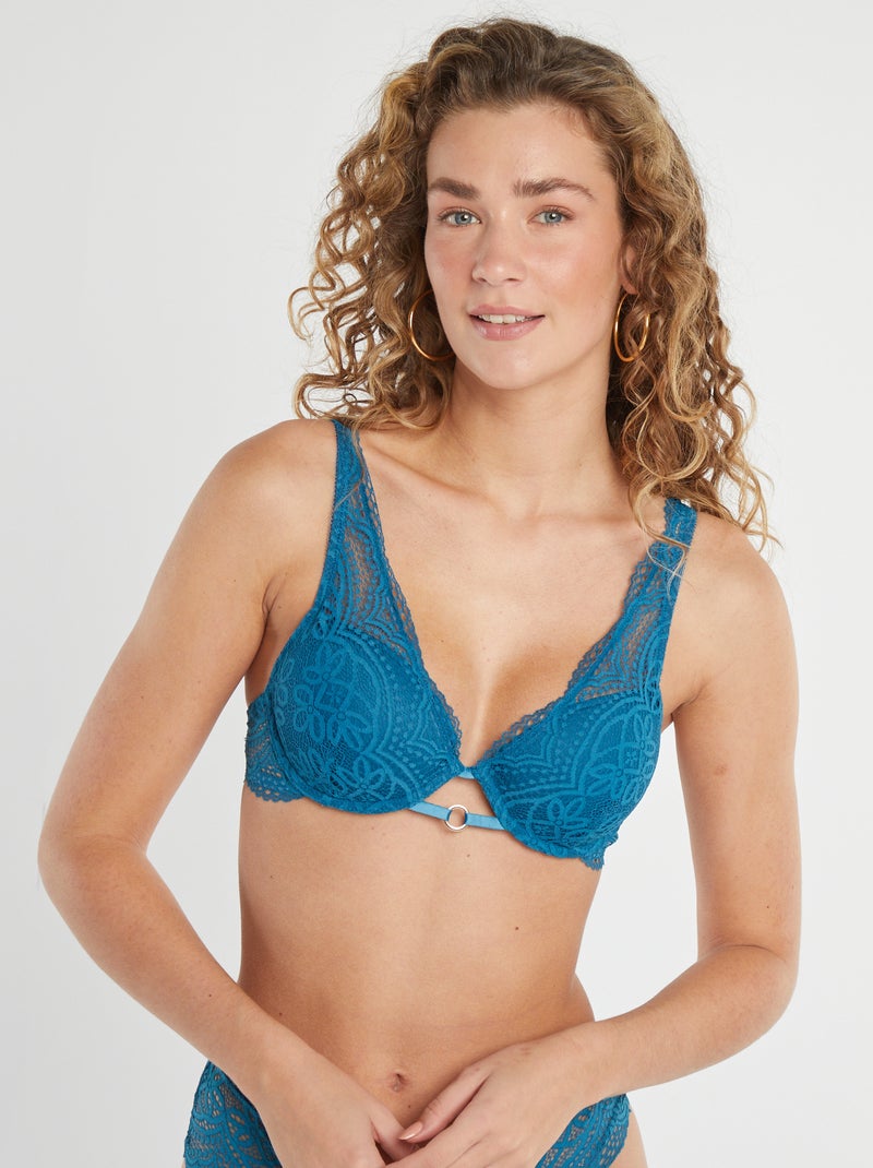 Kanten beha in foulardmodel BLAUW - Kiabi