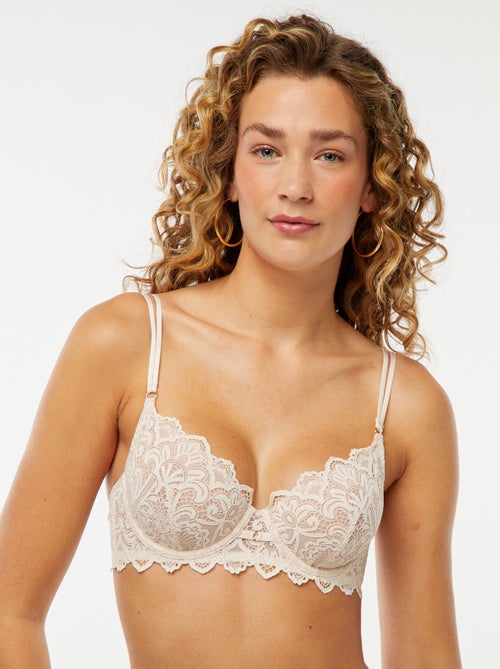 Kanten half-cupbeha met sieraadje - Kiabi