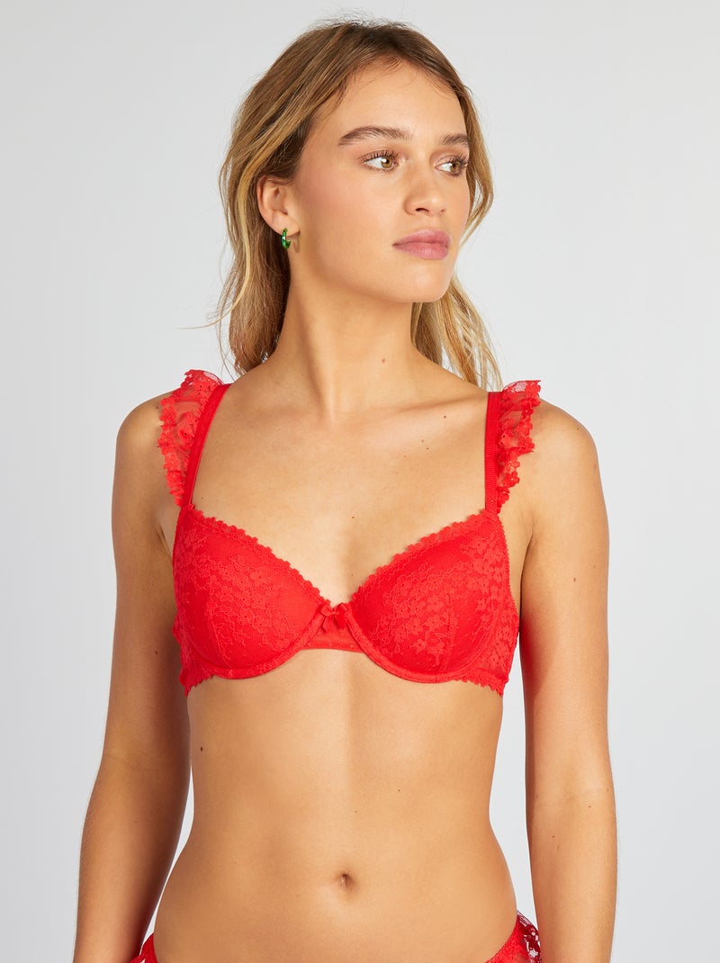 Kanten half-cupbeha rood - Kiabi