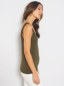 Damesmode maat 34-48 - Kanten mouwloze top - Kiabi