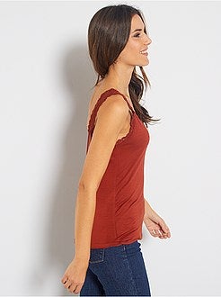 Damesmode maat 34-48 - Kanten mouwloze top - Kiabi