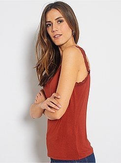 Damesmode maat 34-48 - Kanten mouwloze top - Kiabi