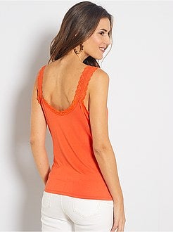 Damesmode maat 34-48 - Kanten mouwloze top - Kiabi