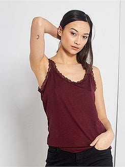 Damesmode maat 34-48 - Kanten mouwloze top - Kiabi