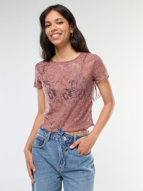 Kanten T-shirt met korte mouwen - Kiabi