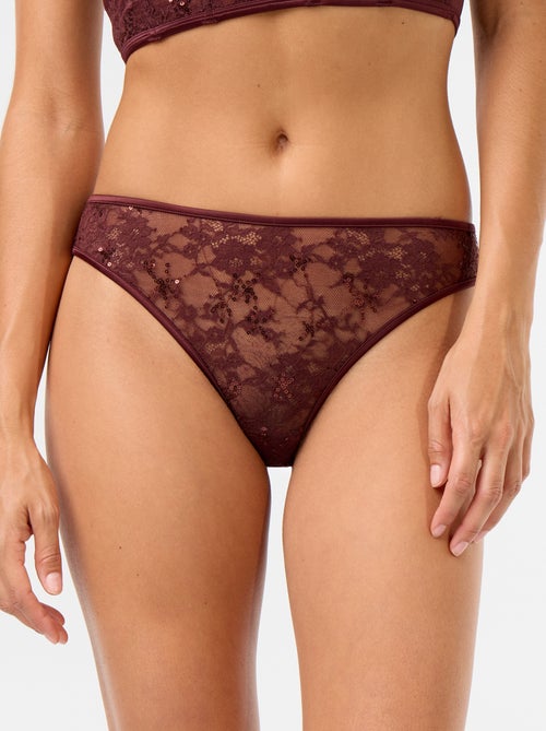 Kanten tanga met pailletten - Kiabi