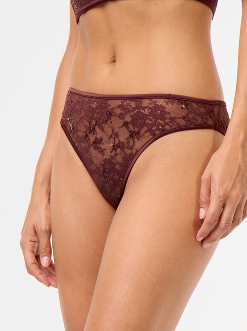 Kanten tanga met pailletten - Kiabi