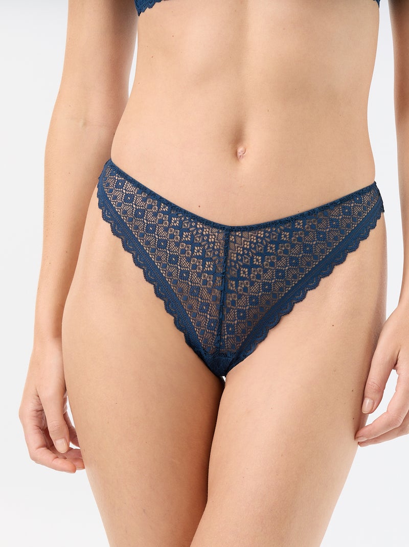 Kanten tangaslip Blauw - Kiabi