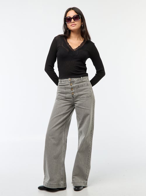 Kanten top met lange mouwen - Kiabi