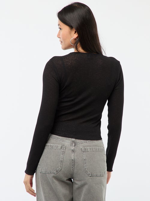 Kanten top met lange mouwen - Kiabi