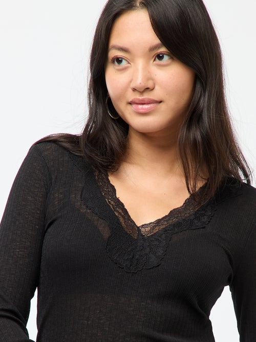 Kanten top met lange mouwen - Kiabi