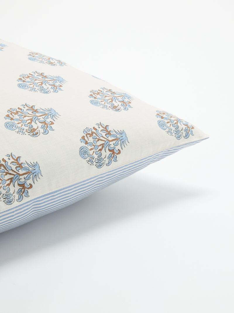 Katoenen bedrukte kussensloop Blauw - Kiabi