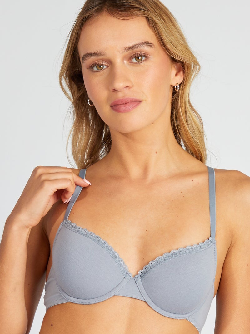 Katoenen beha met schuimvulling BLAUW - Kiabi