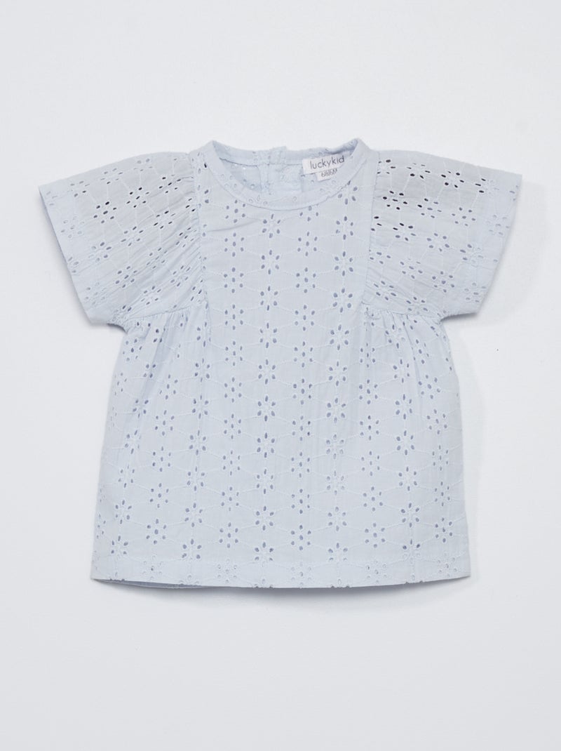 Katoenen bloesje BLAUW - Kiabi