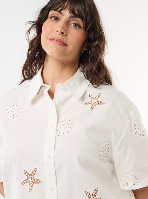 Katoenen blouse met opengewerkte motieven - Kiabi