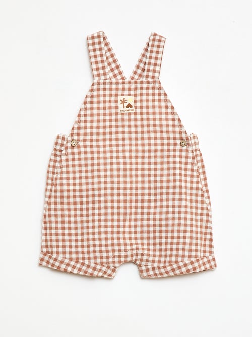 Katoenen en linnen tuinbroekshort - Kiabi