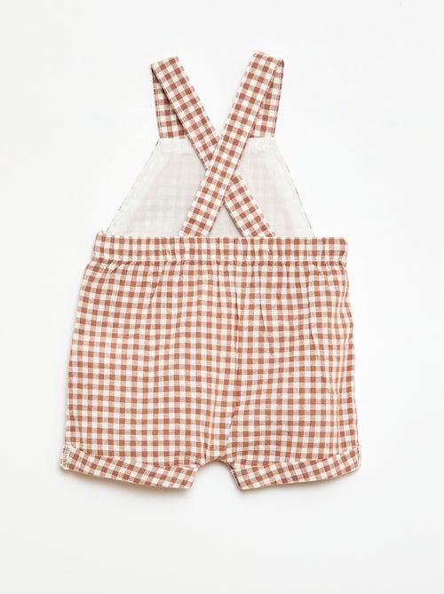 Katoenen en linnen tuinbroekshort - Kiabi