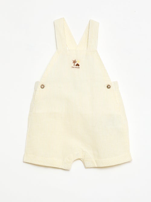 Katoenen en linnen tuinbroekshort - Kiabi