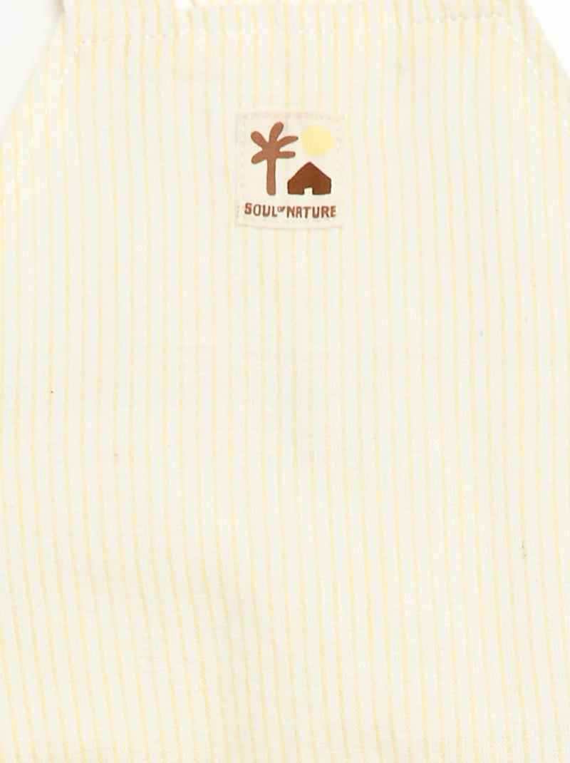 Katoenen en linnen tuinbroekshort Geel - Kiabi