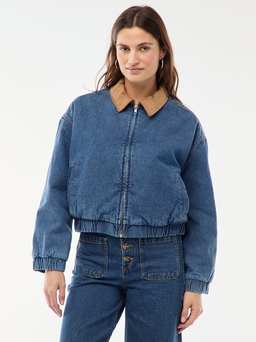 Katoenen jasje met kraag van corduroy - Kiabi