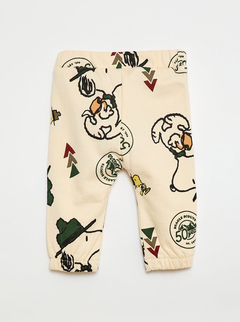 Katoenen joggingbroek met all-over 'Snoopy'-print grijs - Kiabi