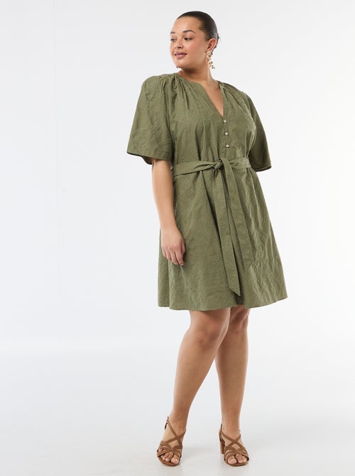 Katoenen jurk met Engels borduurwerk - Kiabi