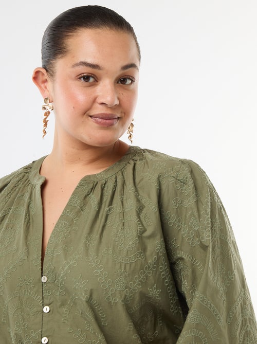 Katoenen jurk met Engels borduurwerk - Kiabi