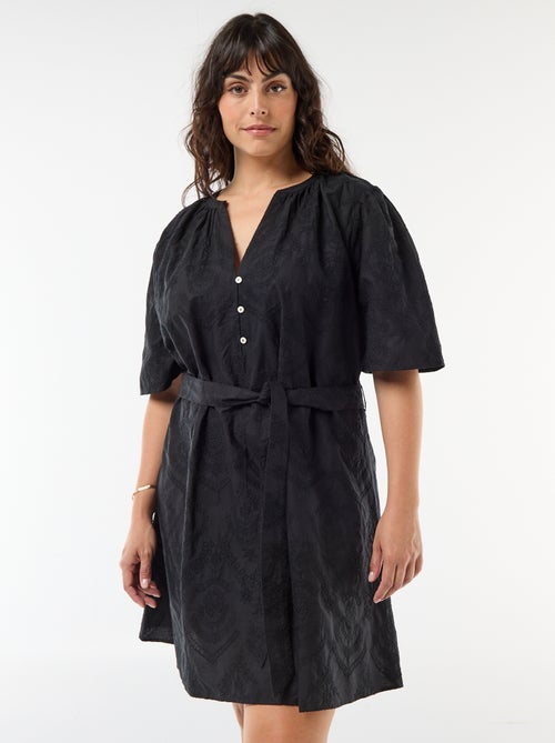 Katoenen jurk met Engels borduurwerk - Kiabi