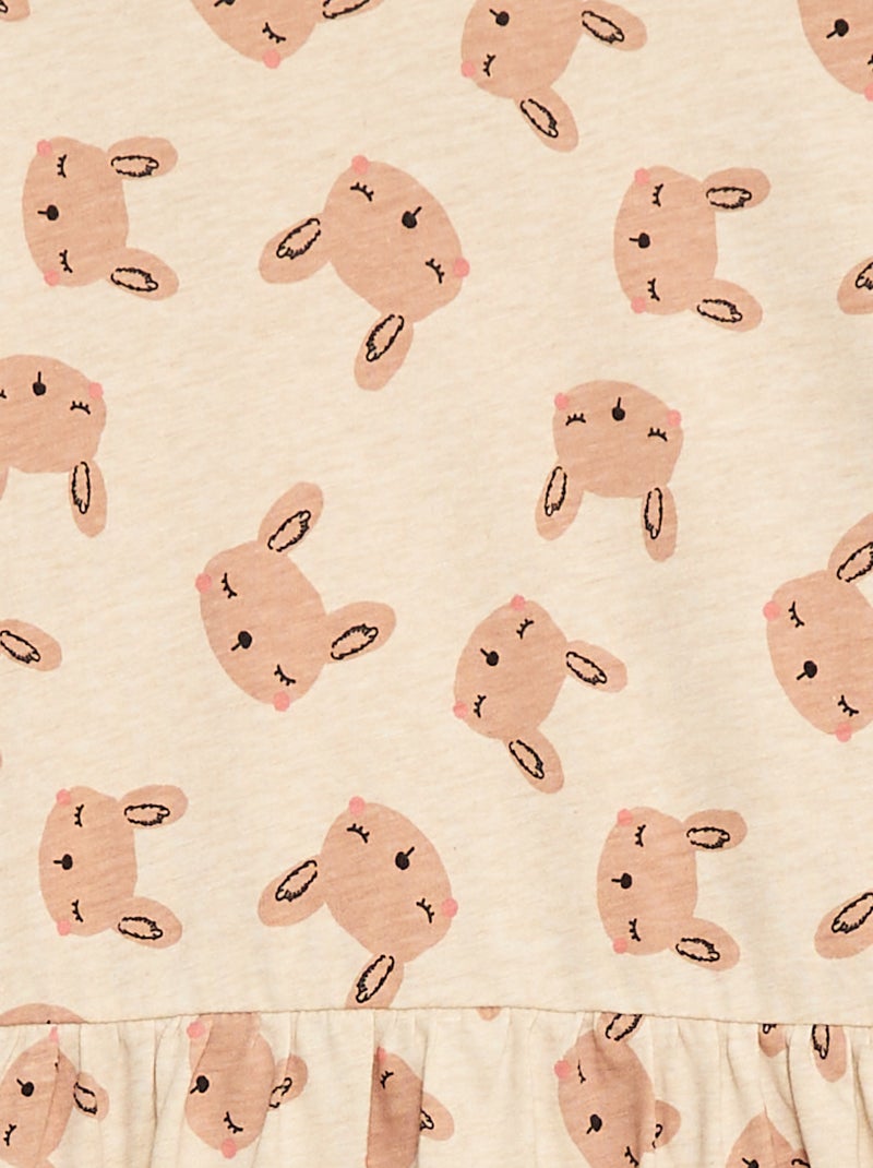 Katoenen jurk met motiefje Biege - Kiabi