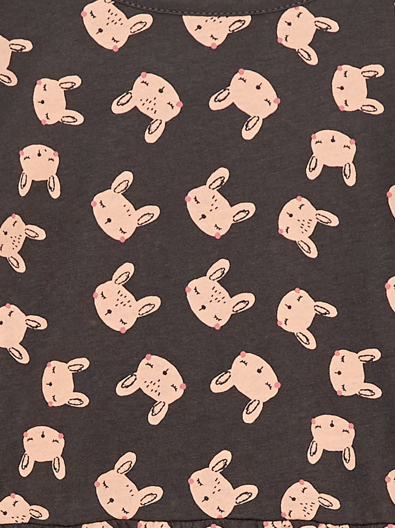 Katoenen jurk met motiefje Grijs - Kiabi