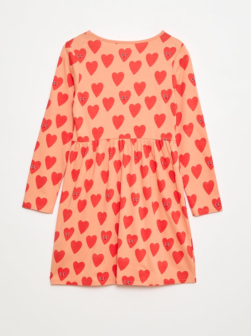 Katoenen jurk met motiefje Oranje - Kiabi