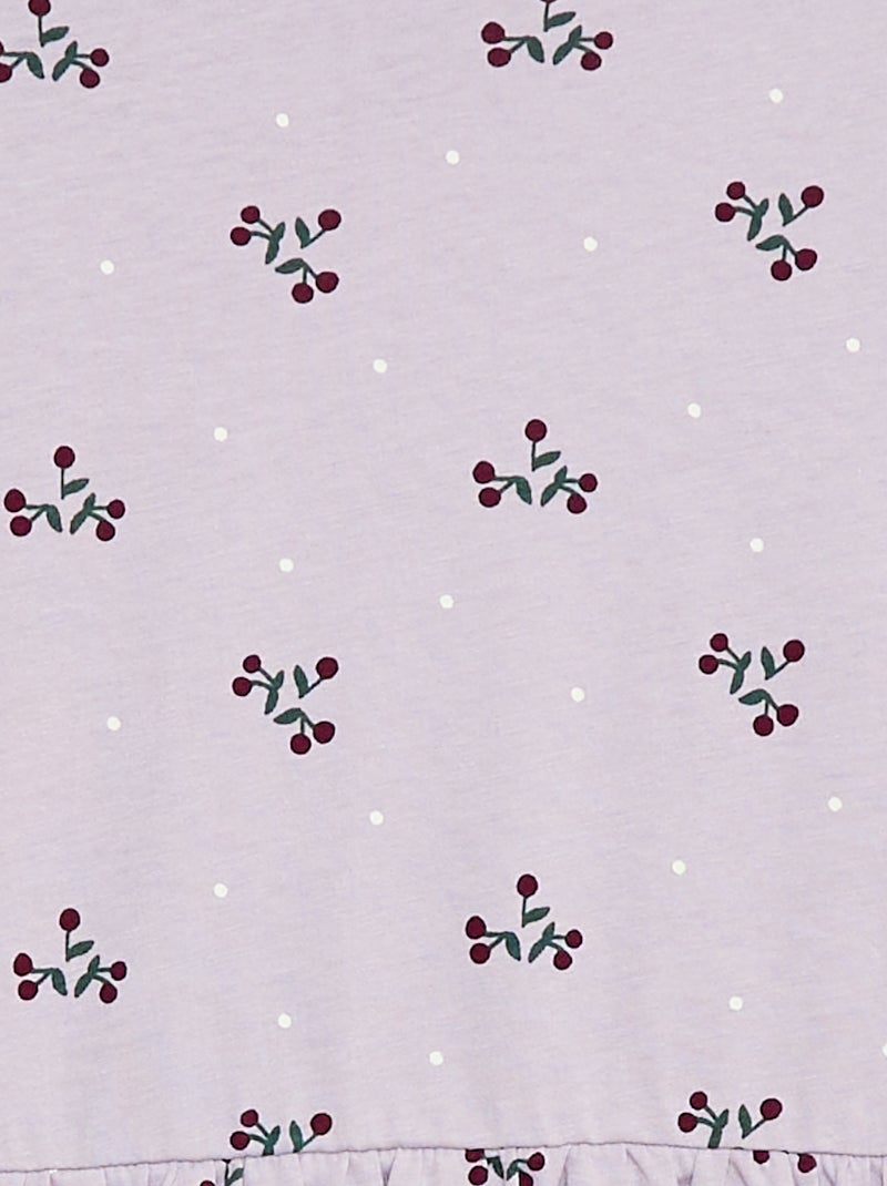 Katoenen jurk met motiefje Paars - Kiabi