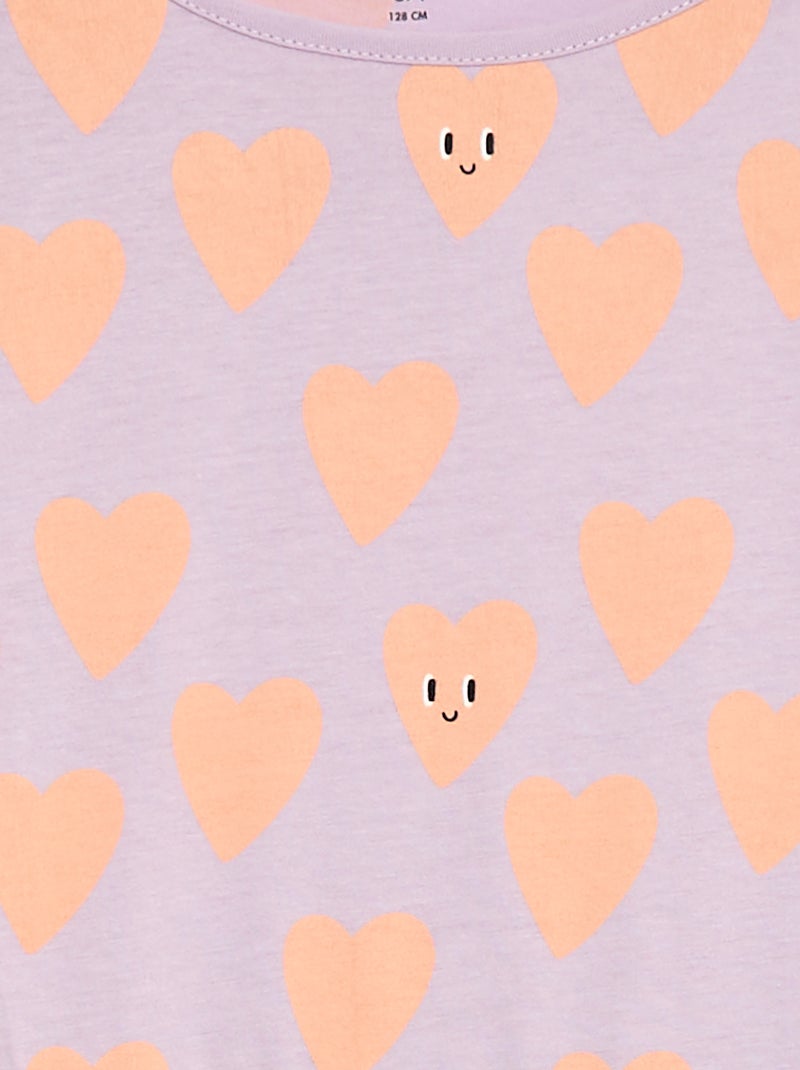 Katoenen jurk met motiefje Paars - Kiabi