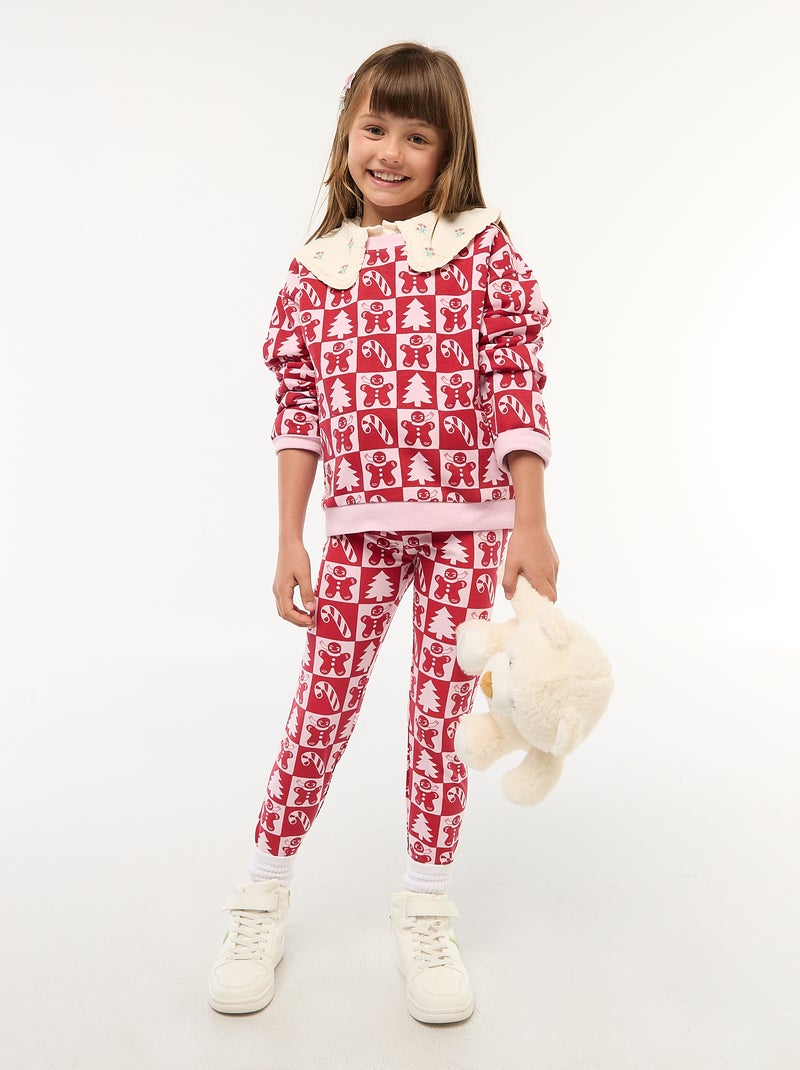 Katoenen legging met all-over kerstmotief Rose - Kiabi