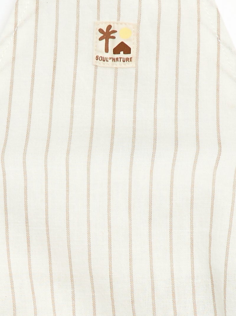 Katoenen linnen tuinbroekshort Wit - Kiabi