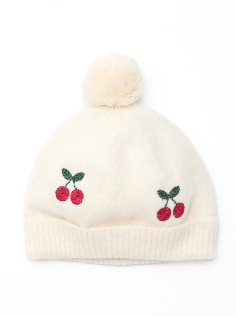 Katoenen muts met borduursel Wit - Kiabi