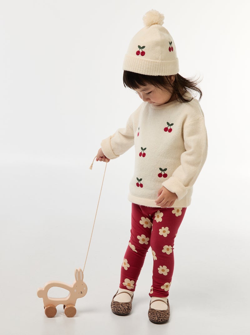 Katoenen muts met borduursel Wit - Kiabi