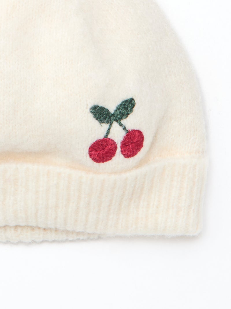 Katoenen muts met borduursel Wit - Kiabi