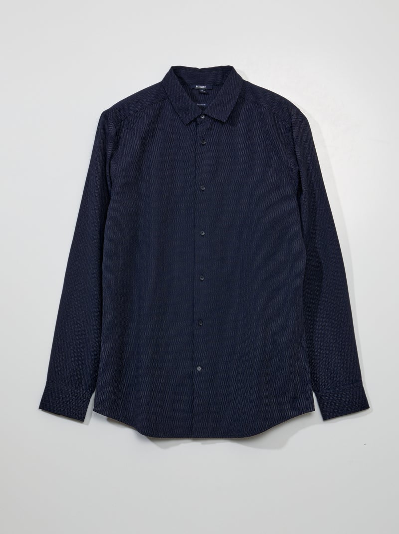 Katoenen overhemd met motiefje BLAUW - Kiabi