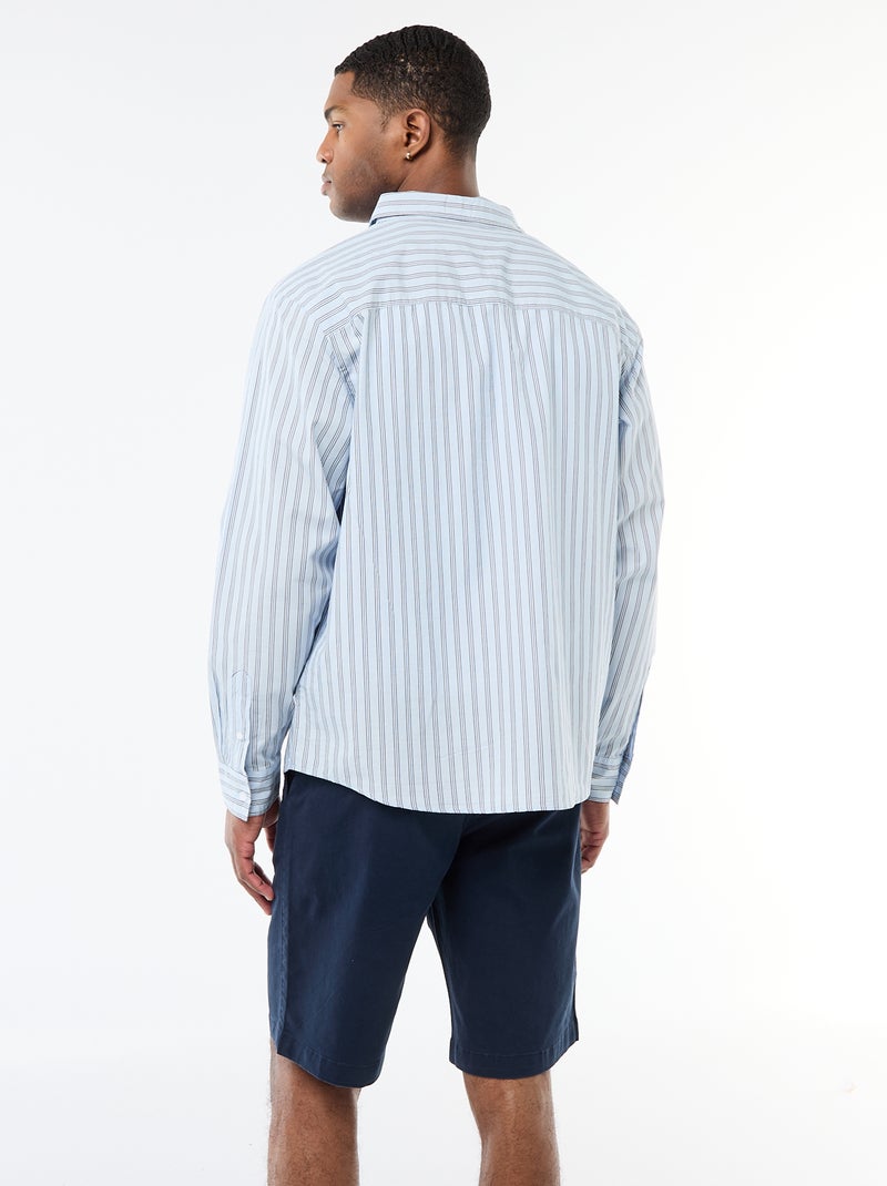 Katoenen overhemd met streepmotief Blauw - Kiabi