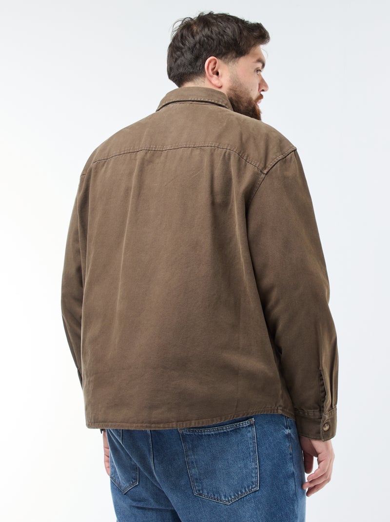 Katoenen overshirt met lange mouw Bruin - Kiabi