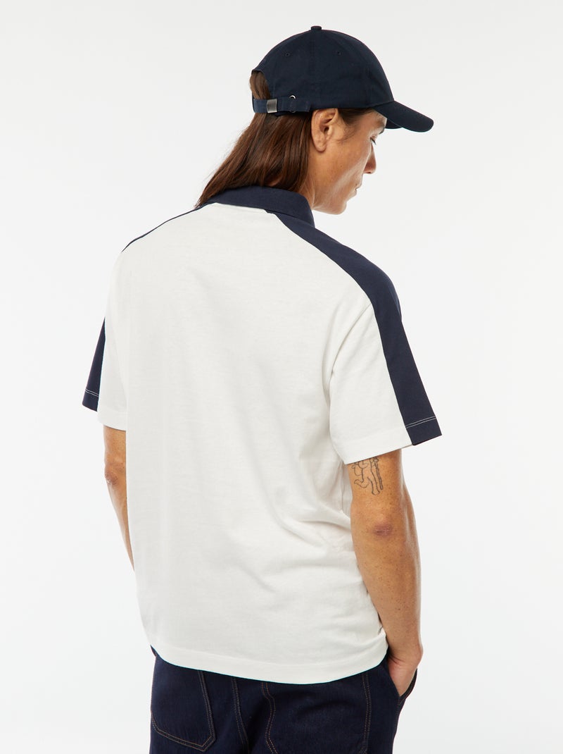 Katoenen polo in American baseball-stijl Wit - Kiabi