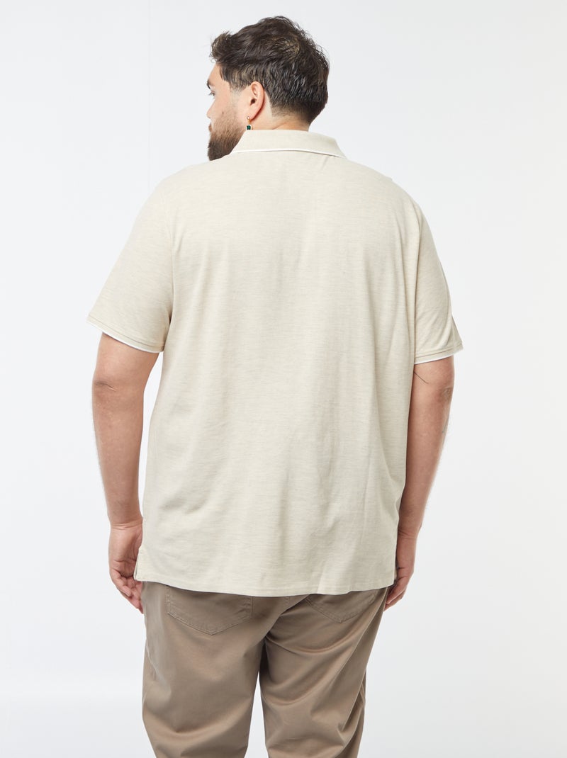 Katoenen polo met contrasterende details Biege - Kiabi